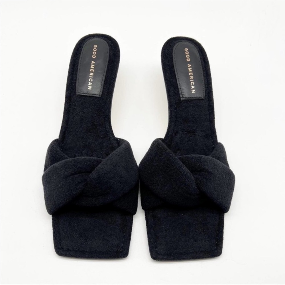 Good American Black Terry sandals slippers